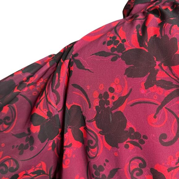LDT Brooke Maxi Dress Purple Red Floral Pattern Long Women's Size 14 Glam Chic - Picture 10 of 14